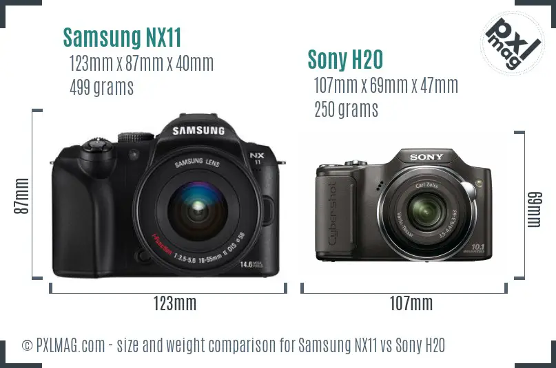 Samsung NX11 vs Sony H20 size comparison Samsung NX11 vs Sony H20 size comparison