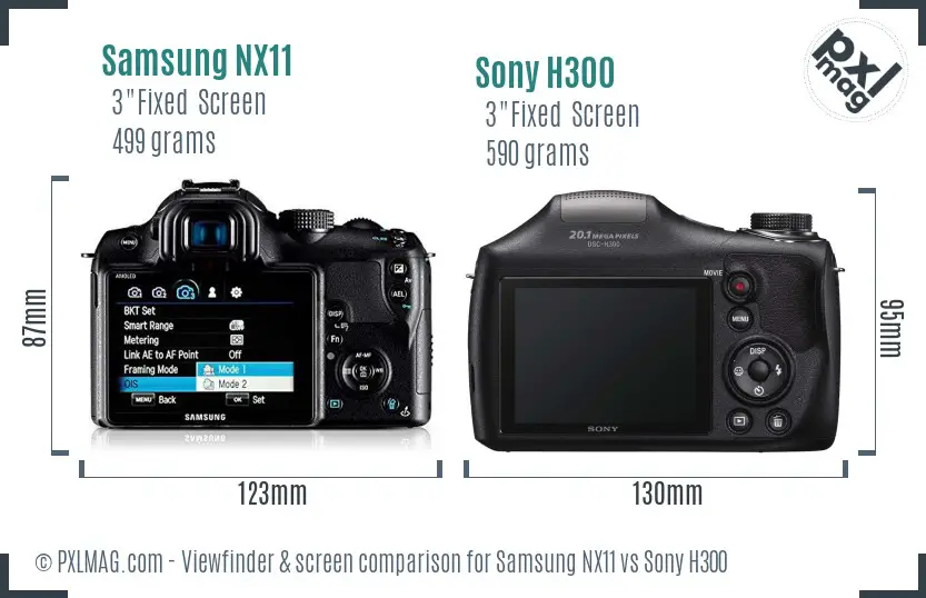 Samsung NX11 vs Sony H300 Screen and Viewfinder comparison