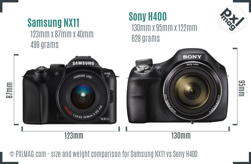 Samsung NX11 vs Sony H400 size comparison