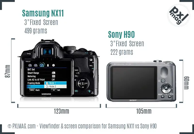 Samsung NX11 vs Sony H90 Screen and Viewfinder comparison