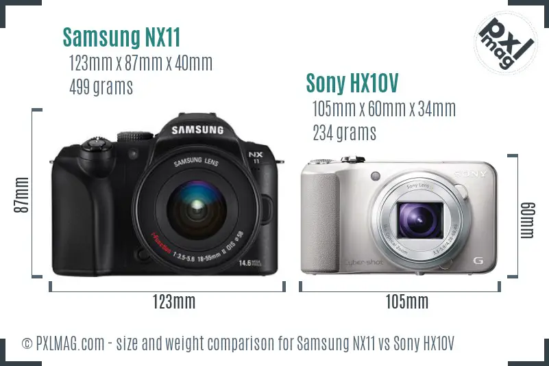 Samsung NX11 vs Sony HX10V size comparison
