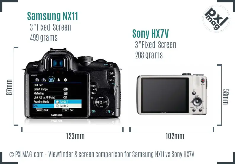 Samsung NX11 vs Sony HX7V Screen and Viewfinder comparison