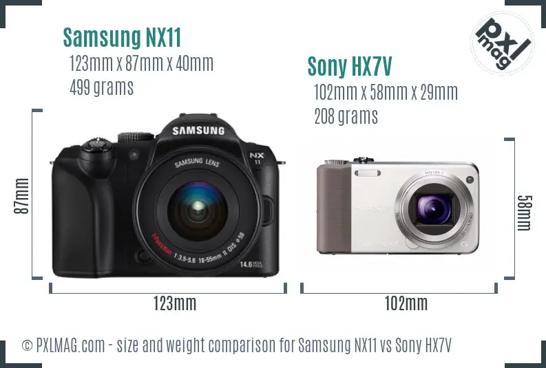 Samsung NX11 vs Sony HX7V size comparison