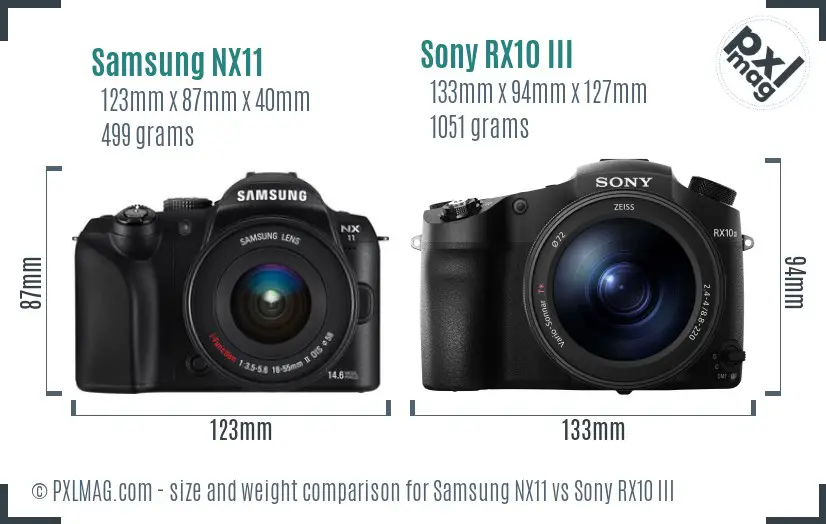 Samsung NX11 vs Sony RX10 III size comparison Samsung NX11 vs Sony RX10 III size comparison