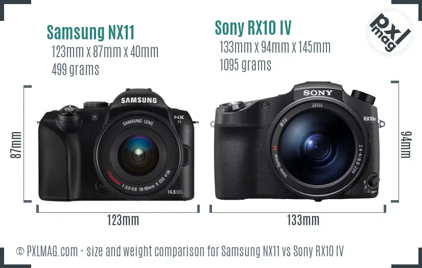 Samsung NX11 vs Sony RX10 IV size comparison