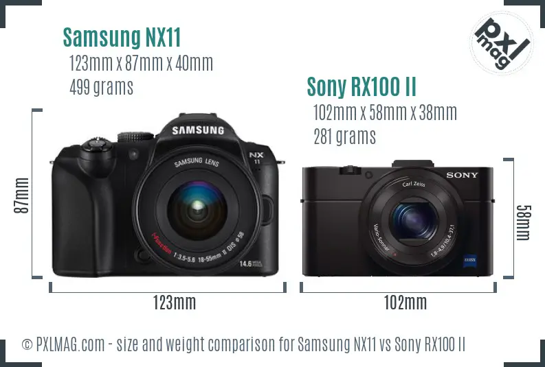 Samsung NX11 vs Sony RX100 II size comparison