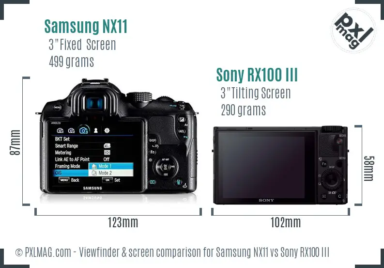 Samsung NX11 vs Sony RX100 III Screen and Viewfinder comparison Samsung NX11 vs Sony RX100 III Screen and Viewfinder comparison