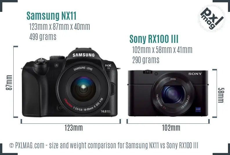 Samsung NX11 vs Sony RX100 III size comparison Samsung NX11 vs Sony RX100 III size comparison