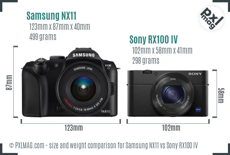 Samsung NX11 vs Sony RX100 IV size comparison