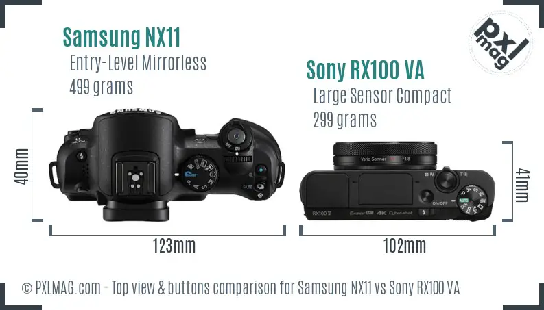 Samsung NX11 vs Sony RX100 VA top view buttons comparison