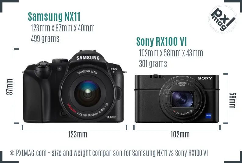 Samsung NX11 vs Sony RX100 VI size comparison