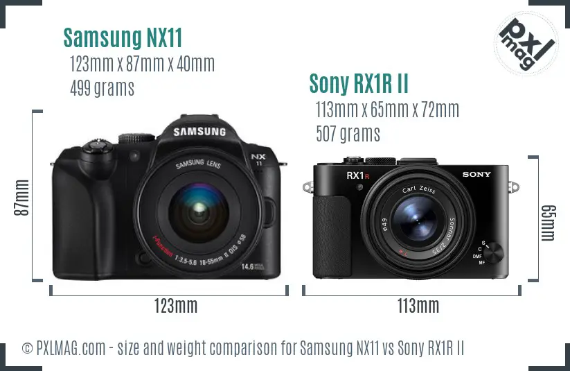 Samsung NX11 vs Sony RX1R II size comparison