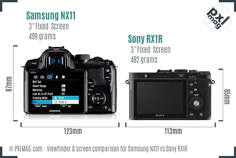 Samsung NX11 vs Sony RX1R Screen and Viewfinder comparison