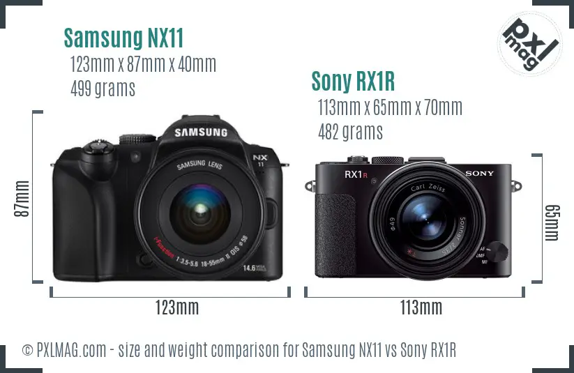 Samsung NX11 vs Sony RX1R size comparison