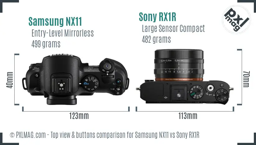 Samsung NX11 vs Sony RX1R top view buttons comparison