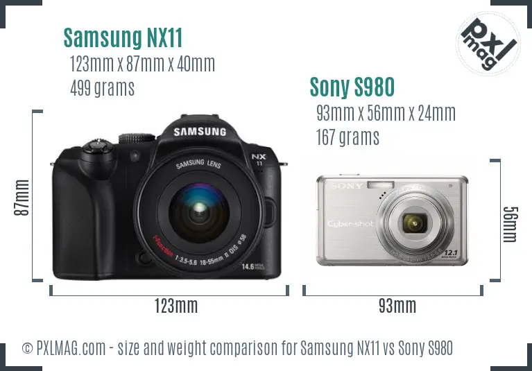 Samsung NX11 vs Sony S980 size comparison