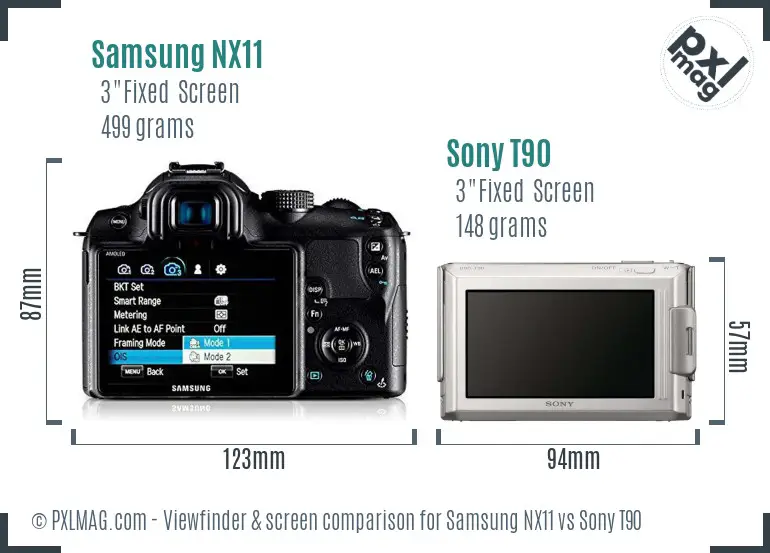 Samsung NX11 vs Sony T90 Screen and Viewfinder comparison