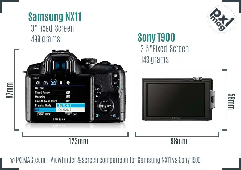 Samsung NX11 vs Sony T900 Screen and Viewfinder comparison