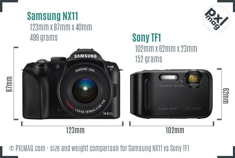 Samsung NX11 vs Sony TF1 size comparison