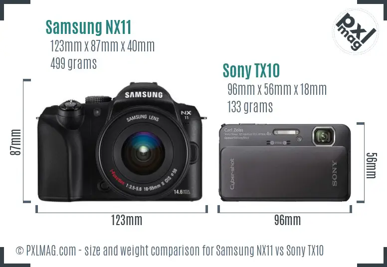 Samsung NX11 vs Sony TX10 size comparison