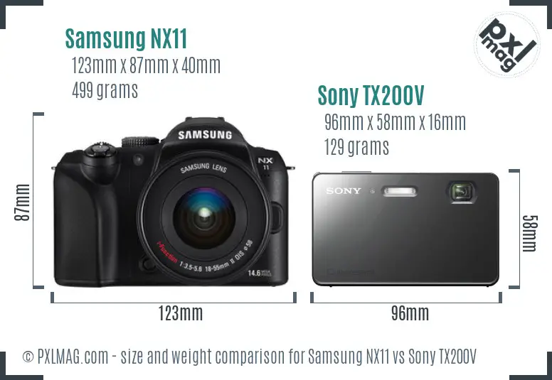 Samsung NX11 vs Sony TX200V size comparison