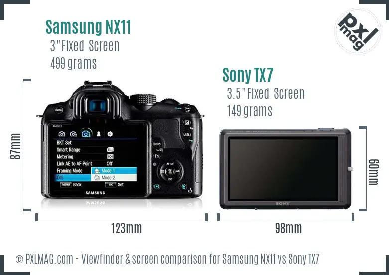 Samsung NX11 vs Sony TX7 Screen and Viewfinder comparison