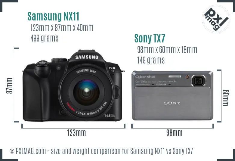 Samsung NX11 vs Sony TX7 size comparison
