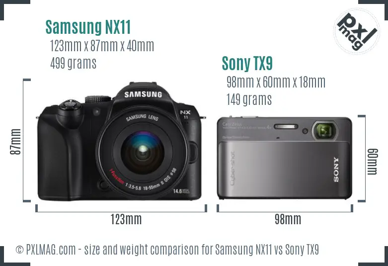 Samsung NX11 vs Sony TX9 size comparison