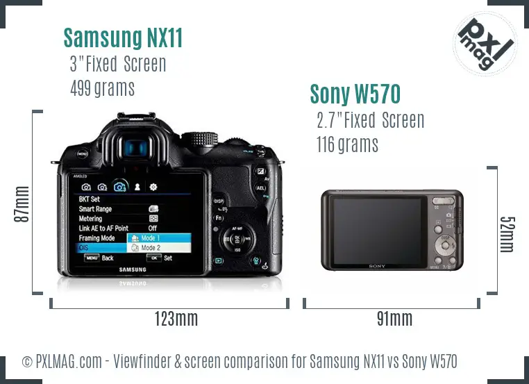 Samsung NX11 vs Sony W570 Screen and Viewfinder comparison