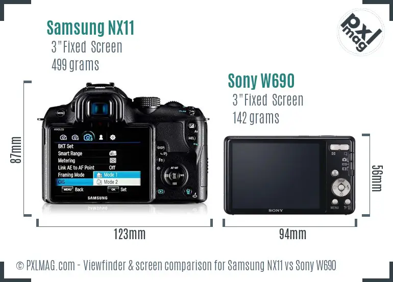 Samsung NX11 vs Sony W690 Screen and Viewfinder comparison