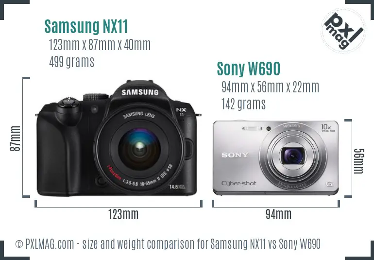 Samsung NX11 vs Sony W690 size comparison
