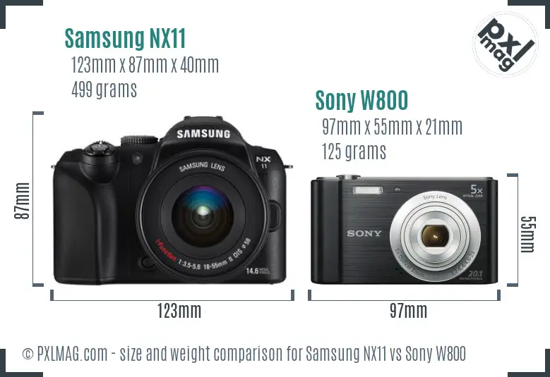 Samsung NX11 vs Sony W800 size comparison