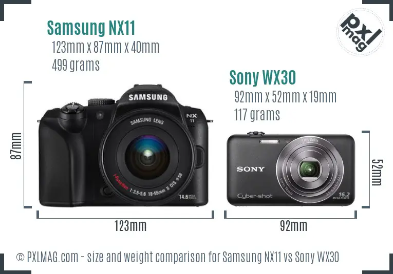 Samsung NX11 vs Sony WX30 size comparison