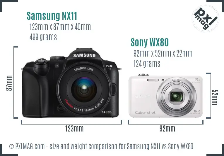 Samsung NX11 vs Sony WX80 size comparison