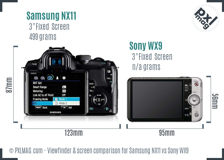 Samsung NX11 vs Sony WX9 Screen and Viewfinder comparison
