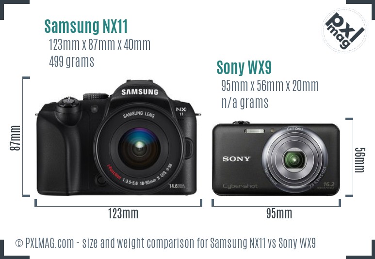 Samsung NX11 vs Sony WX9 size comparison