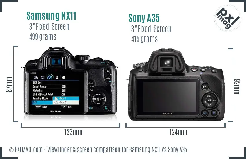 Samsung NX11 vs Sony A35 Screen and Viewfinder comparison