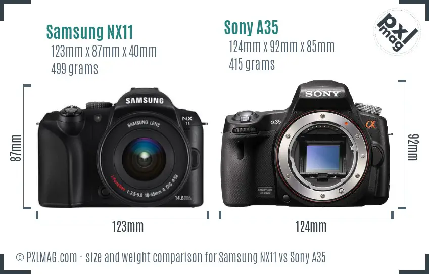 Samsung NX11 vs Sony A35 size comparison