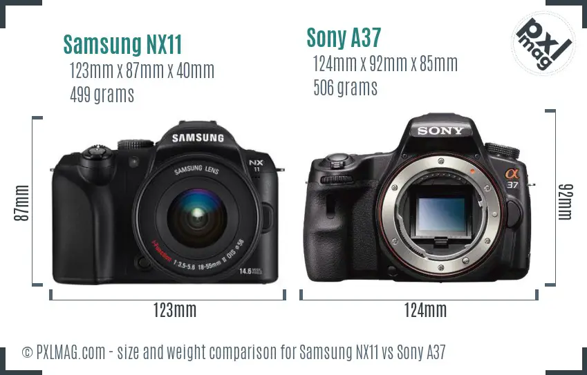 Samsung NX11 vs Sony A37 size comparison