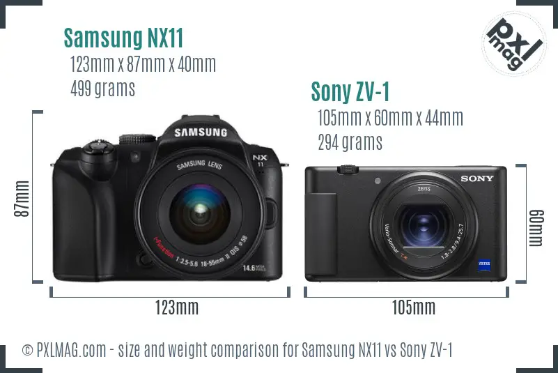 Samsung NX11 vs Sony ZV-1 size comparison