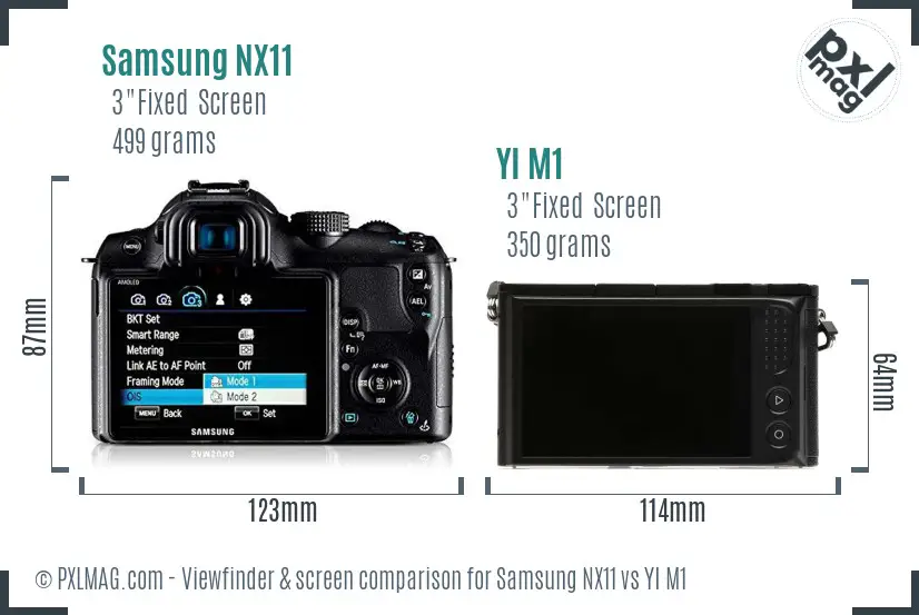 Samsung NX11 vs YI M1 Screen and Viewfinder comparison