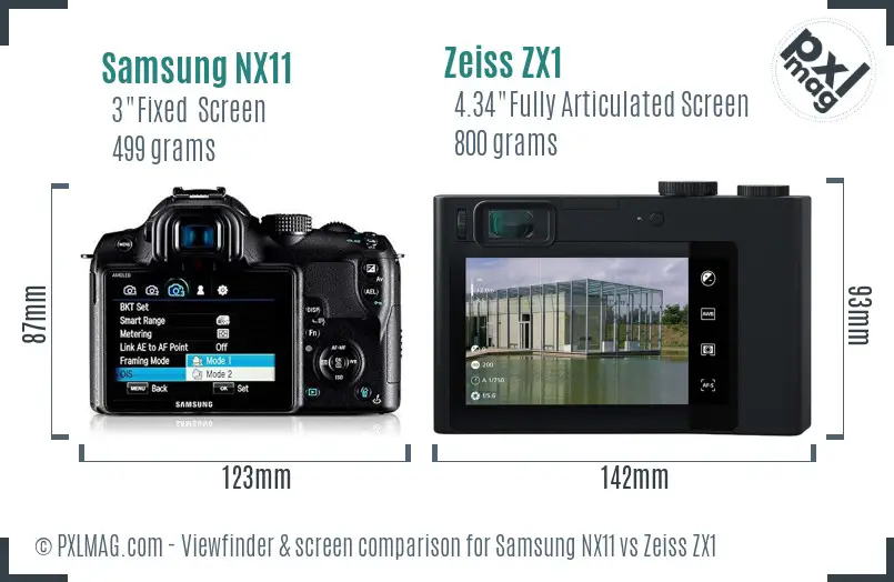 Samsung NX11 vs Zeiss ZX1 Screen and Viewfinder comparison