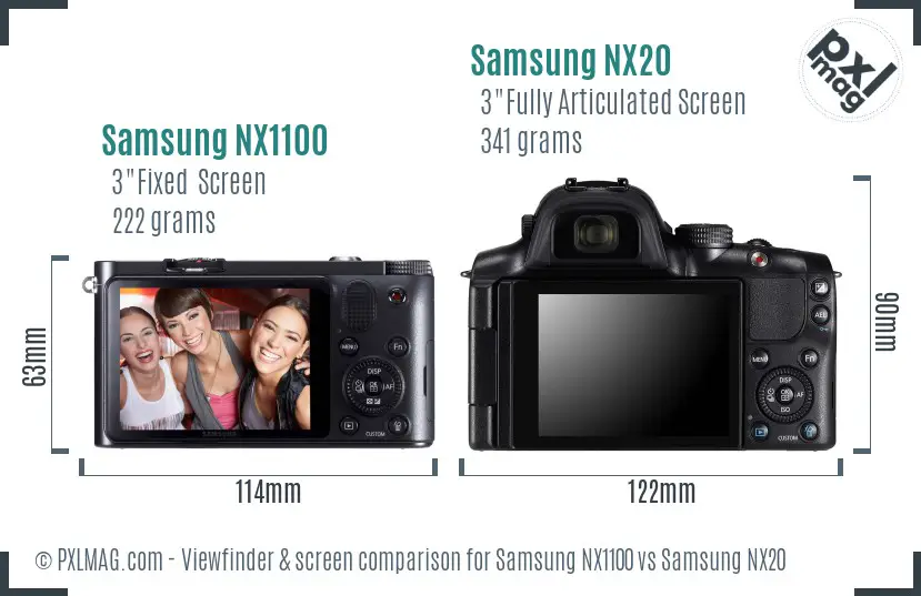 Samsung NX1100 vs Samsung NX20 Screen and Viewfinder comparison