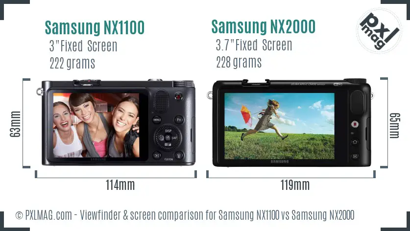 Samsung NX1100 vs Samsung NX2000 Screen and Viewfinder comparison