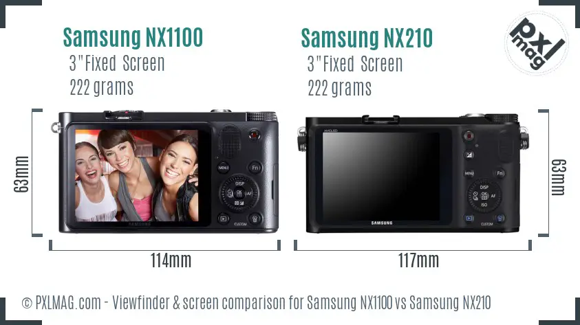 Samsung NX1100 vs Samsung NX210 Screen and Viewfinder comparison