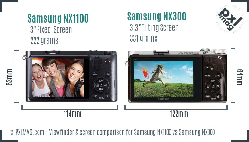 Samsung NX1100 vs Samsung NX300 Screen and Viewfinder comparison