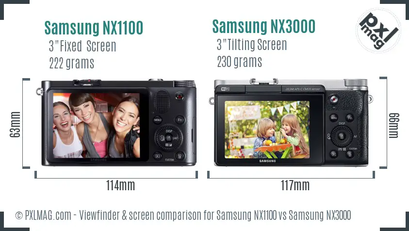 Samsung NX1100 vs Samsung NX3000 Screen and Viewfinder comparison