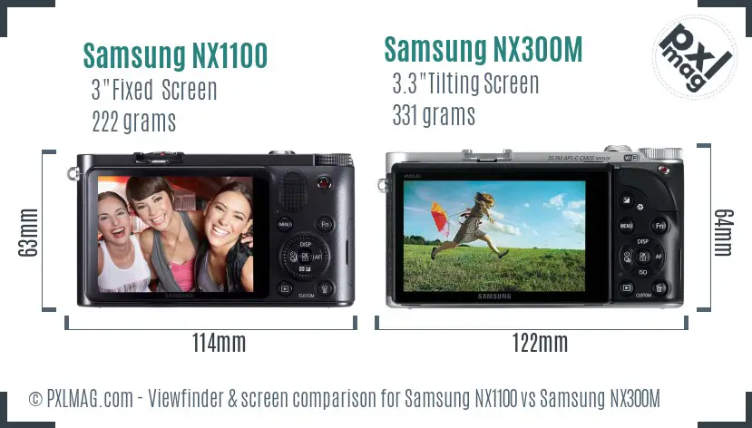 Samsung NX1100 vs Samsung NX300M Screen and Viewfinder comparison