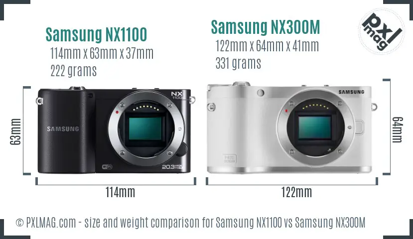 Samsung NX1100 vs Samsung NX300M size comparison