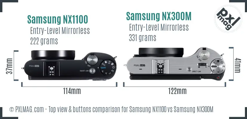 Samsung NX1100 vs Samsung NX300M top view buttons comparison